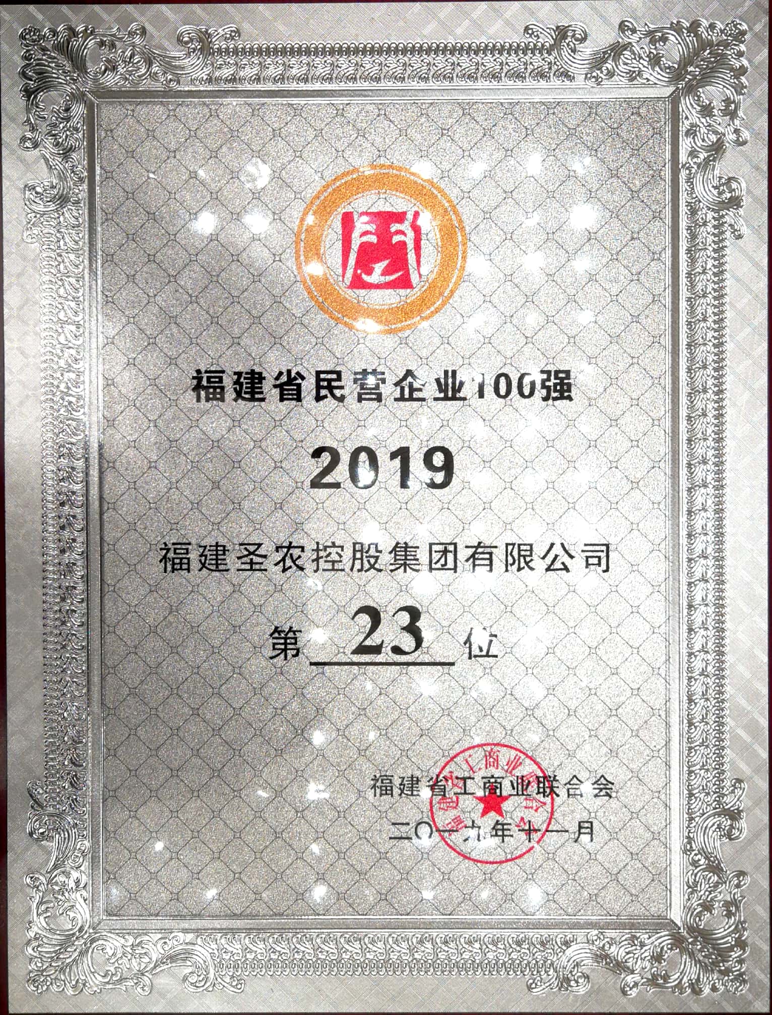 2019（不朽情缘集团）福建民营企业100强